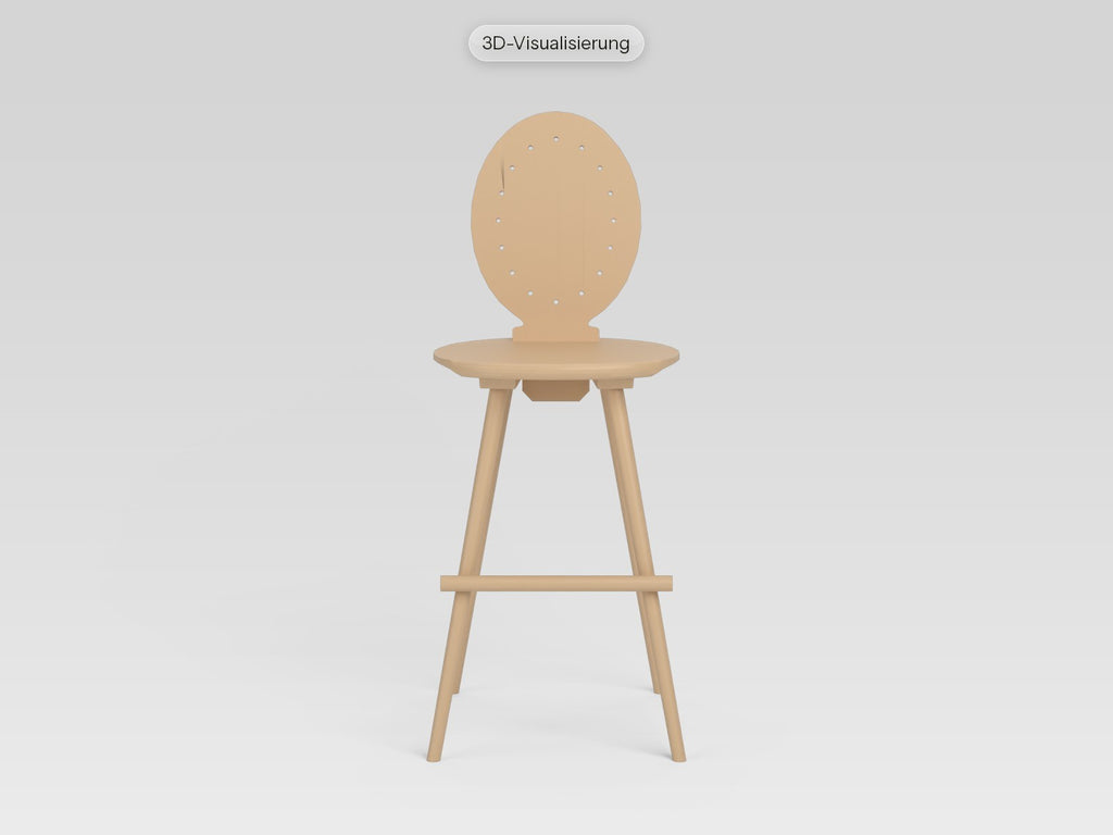Watzmann Antoinette als Barhocker in Esche Hell, von vorne (3D-Visualisierung)