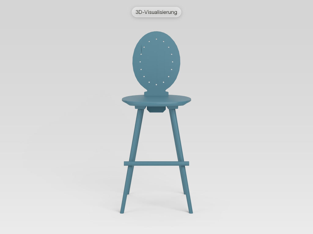 Watzmann Antoinette als Barhocker in Himmelblau, von vorne (3D-Visualisierung)