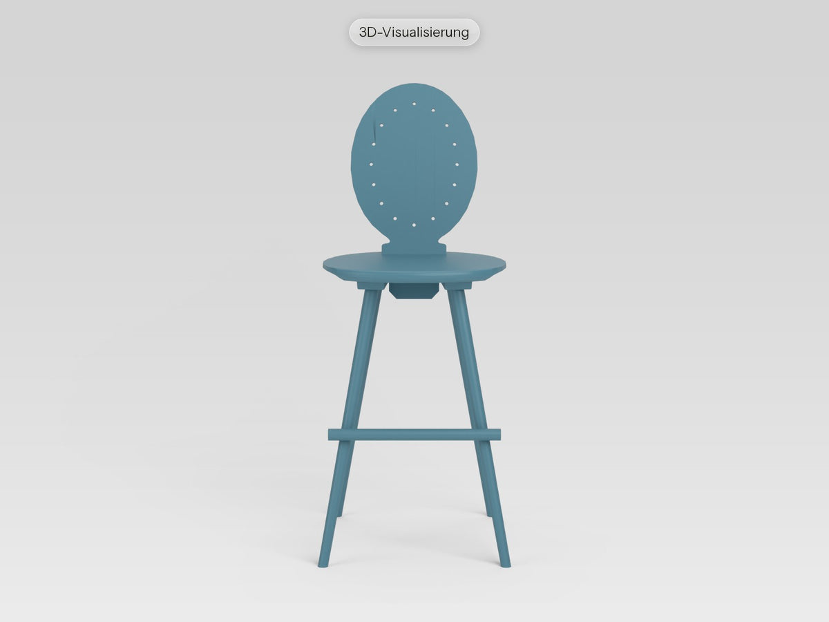 Watzmann Antoinette als Barhocker in Himmelblau, von vorne (3D-Visualisierung)