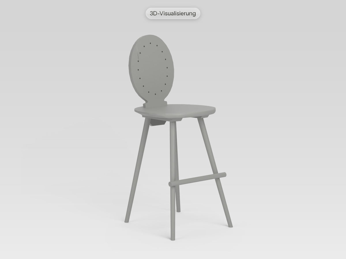 Watzmann Antoinette als Barhocker in Felsengrau, schräg von vorne (3D-Visualisierung)