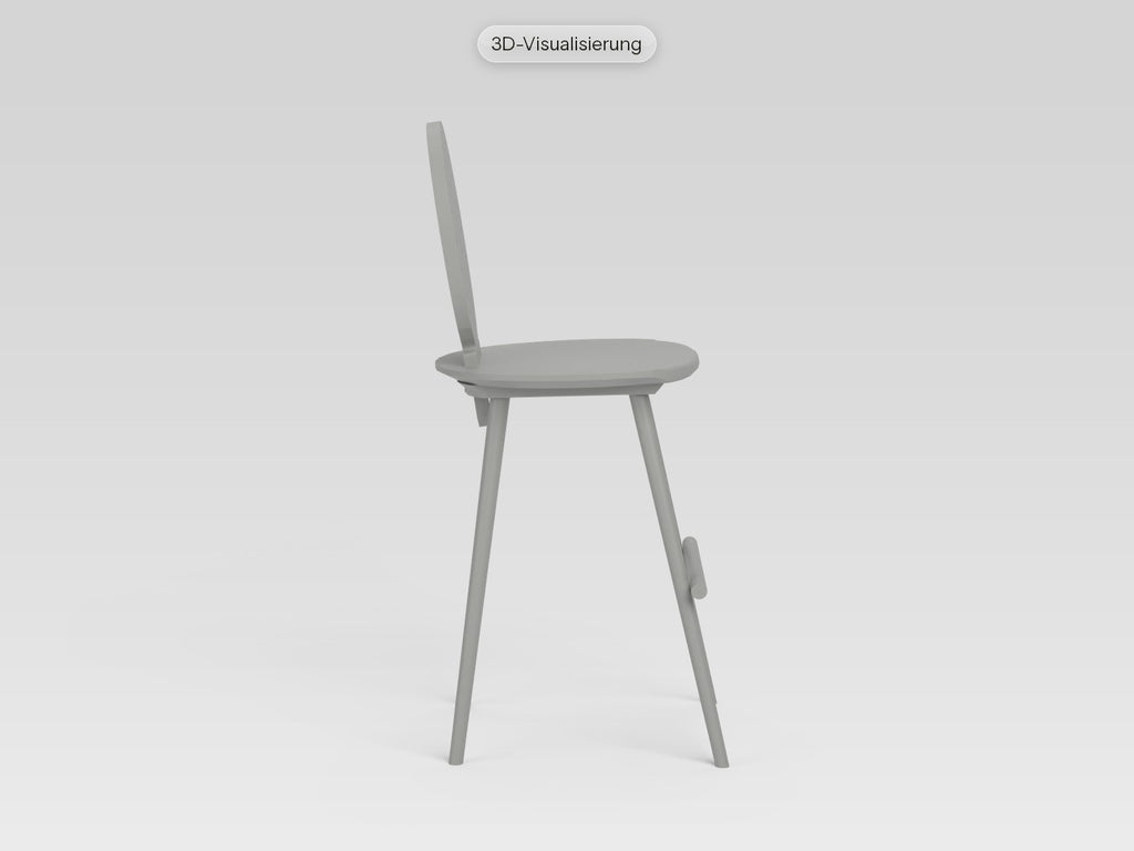 Watzmann Antoinette als Barhocker in Felsengrau, von der Seite (3D-Visualisierung)