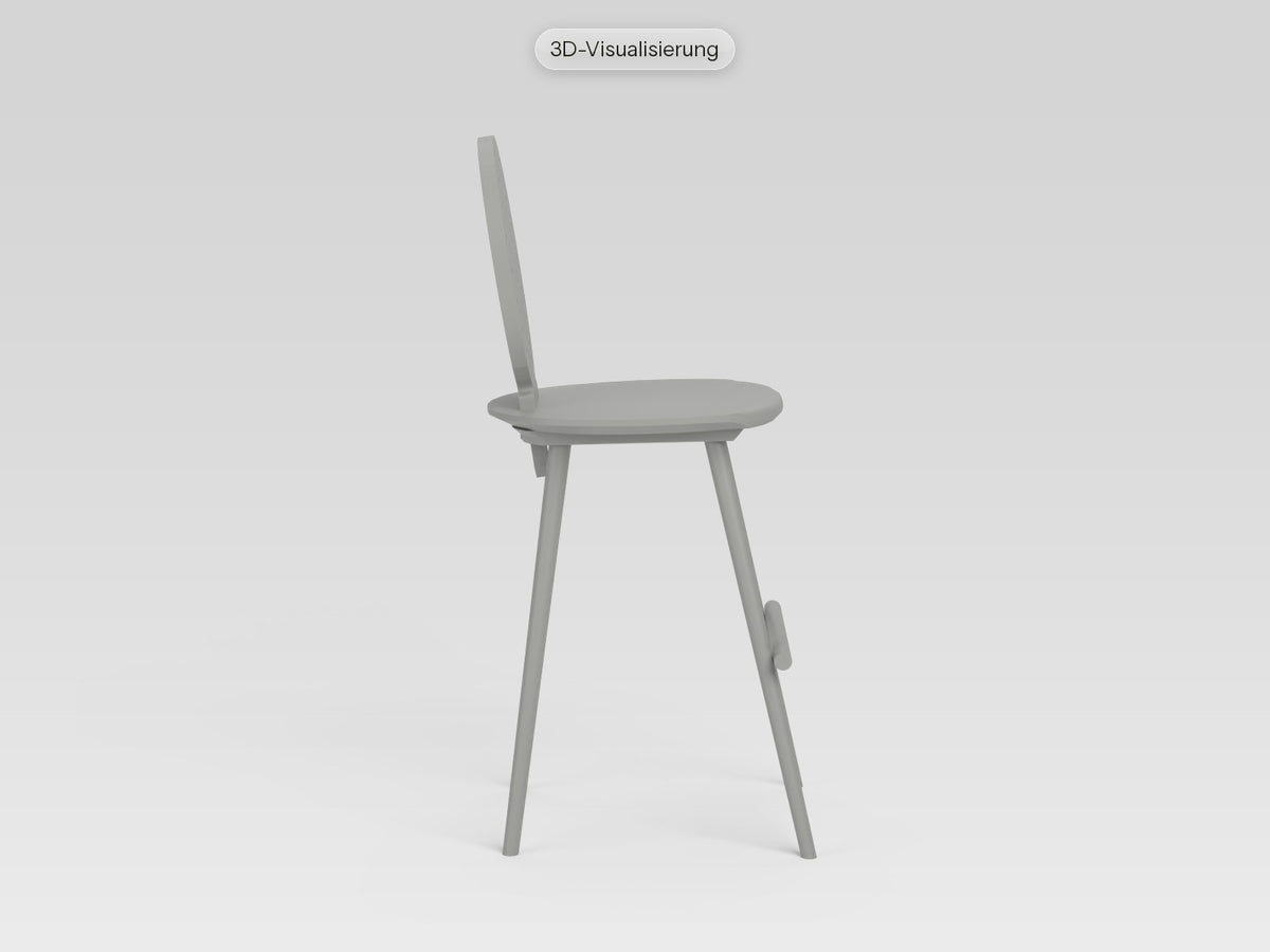 Watzmann Antoinette als Barhocker in Felsengrau, von der Seite (3D-Visualisierung)