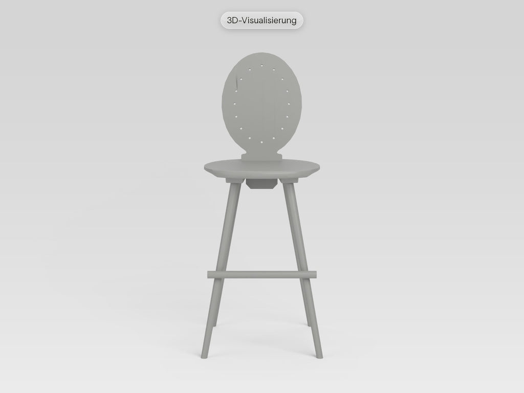 Watzmann Antoinette als Barhocker in Felsengrau, von vorne (3D-Visualisierung)