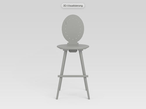Watzmann Antoinette als Barhocker in Felsengrau, von vorne (3D-Visualisierung)