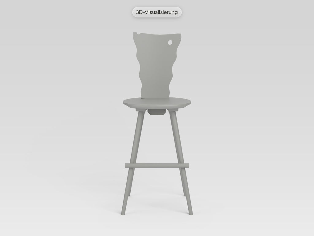 Watzmann Ballerina als Barhocker in Felsengrau, von vorne (3D-Visualisierung)