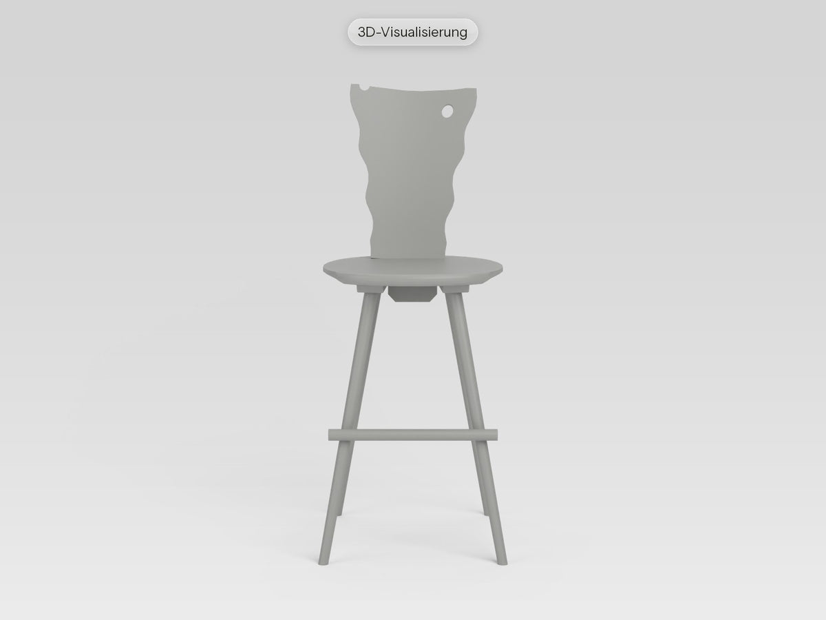 Watzmann Ballerina als Barhocker in Felsengrau, von vorne (3D-Visualisierung)