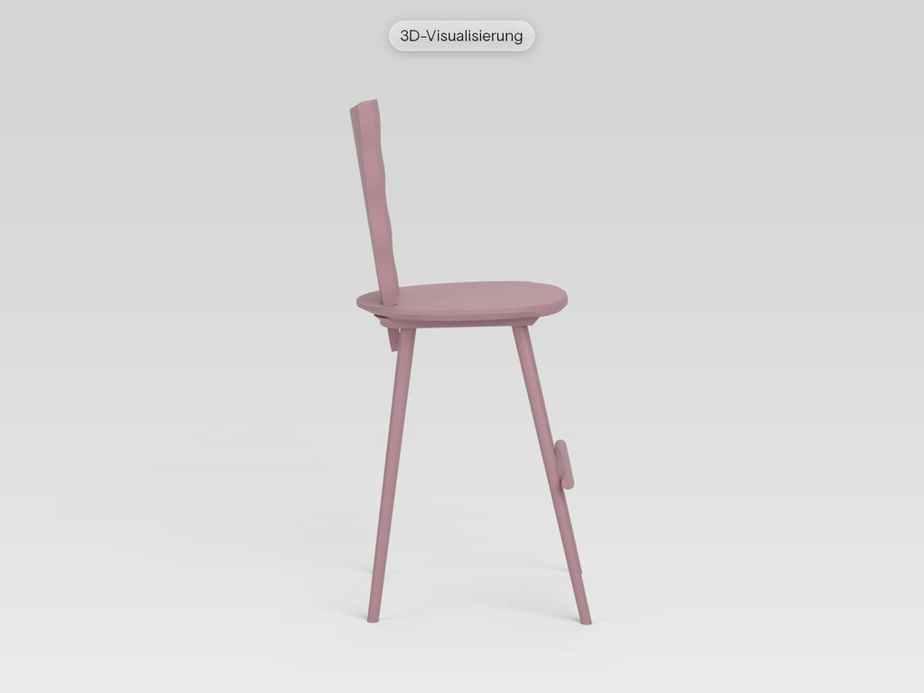 Watzmann Ballerina als Barhocker in Rosenquarz, von der Seite (3D-Visualisierung)
