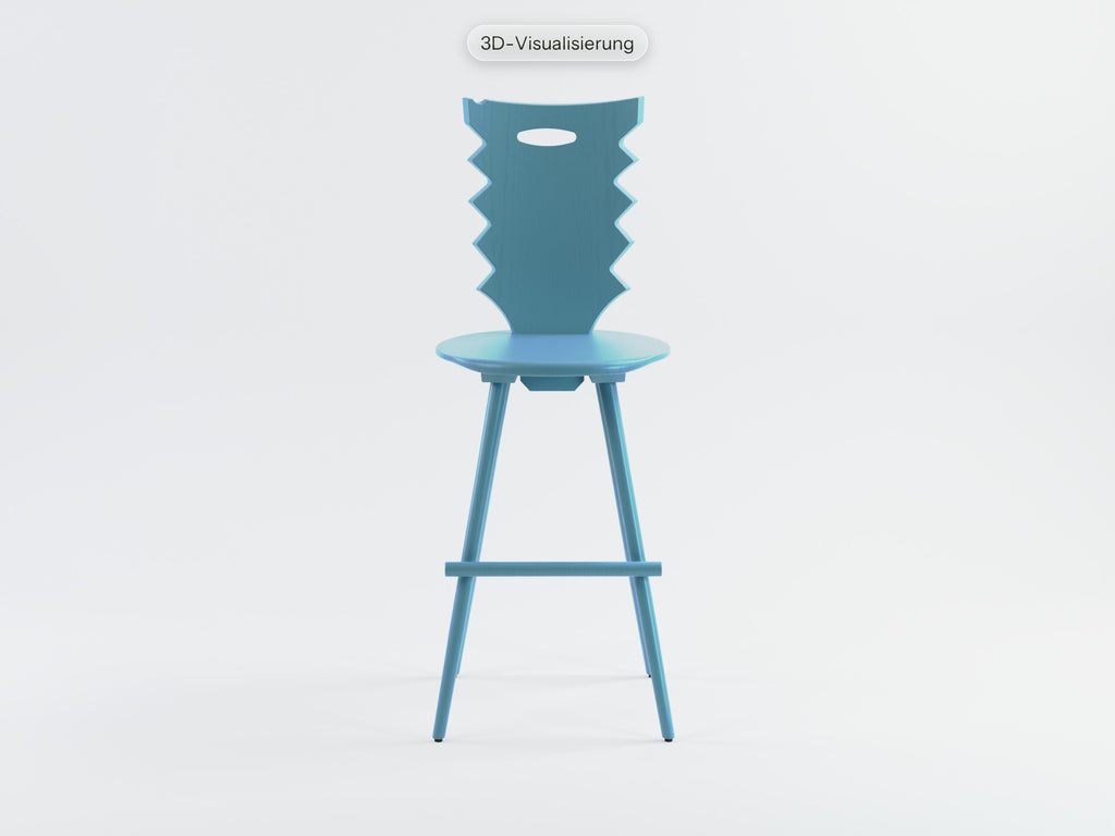 Watzmann Punk als Barhocker in Himmelblau, von vorne (3D-Visualisierung)