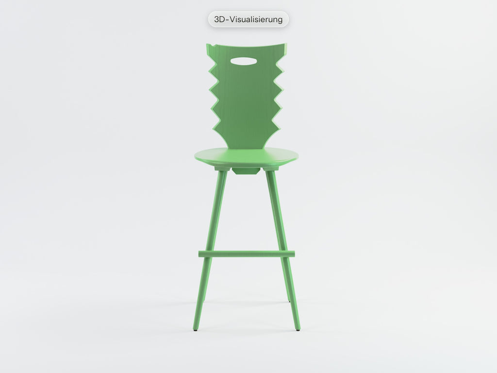 Watzmann Punk als Barhocker in Salbei, von vorne (3D-Visualisierung)